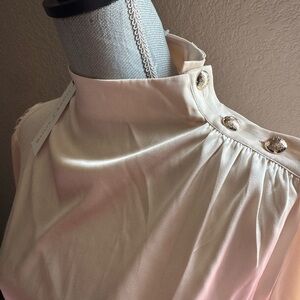 Elegant Cream Blouse with Gold Accents